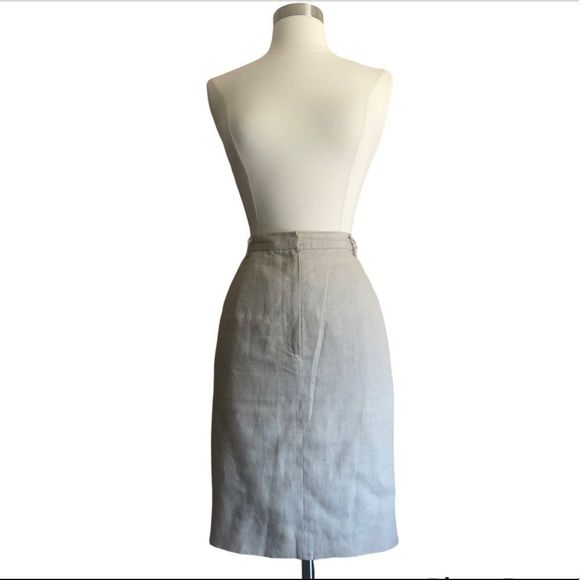 Lord & Taylor 100% LINEN pencil skirt front zipp split on the back size 8 - Picture 1 of 9